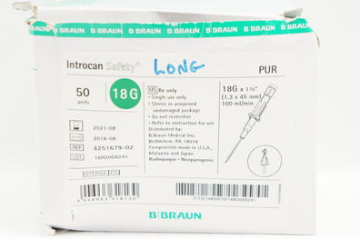 Braun 4251679-02 Introcan Safety -W Cath. 18G x 1-3/4inch (x) - Box of 42